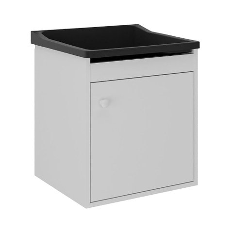 Tanque de Lavanderia 22 Lts + Gabinete Mdf Suspenso + Sifão Cor:pretobranco
