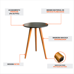 Mesa de Canto Cabeceira Pé Palito Retrô Madeira Maciça para Sofá Cama - 3