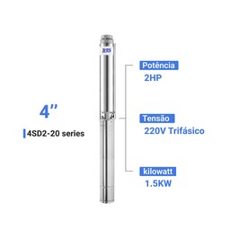 Kit Bomba Submersa Energia Solar Irrigação 2CV Até 28800L/d - 2