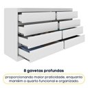 Ver imagem 4 de Cômoda 8 Gavetas Orgânica Luna 100% MDF 158cm Yescasa Branco/Neve