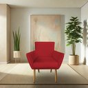 Ver imagem 2 de Kit 2 Poltronas Decorativa Leticia Suede Vermelho Pés Palito Castanho - Pallazio