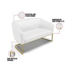 Ver imagem 3 de Sofá Namoradeira 2 Lugares Base Industrial Dourado Stella Corino D03 - D'Rossi Cor Branco