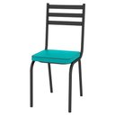 Ver imagem 2 de Jogo Com 6 Cadeiras Tubular Europa 118 Assento Azul Turquesa Artefamol 9237.118 - Preto Fosco Assent