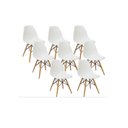 Ver imagem 1 de Conjunto 8 Cadeiras Eiffel Charles Eames Wood Base Madeira Branca.