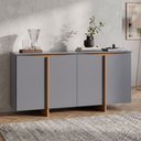 Ver imagem 1 de Buffet Flow Sense 4 Portas Cinza para Sala de Jantar com Design Moderno e Ampla Organização
