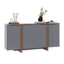 Ver imagem 3 de Buffet Flow Sense 4 Portas Cinza para Sala de Jantar com Design Moderno e Ampla Organização