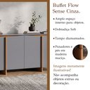 Ver imagem 2 de Buffet Flow Sense 4 Portas Cinza para Sala de Jantar com Design Moderno e Ampla Organização