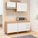 Ver imagem 1 de Conjunto Kit Cozinha Balcão Pia sem Tampo Balcão Cooktop e 2 Armários Aéreos Compacta Ajl Móveis