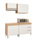 Ver imagem 2 de Conjunto Kit Cozinha Balcão Pia sem Tampo Balcão Cooktop e 2 Armários Aéreos Compacta Ajl Móveis
