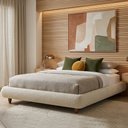 Ver imagem 2 de Cama Casal Base Box Pés Madeira 156cm Nami Bouclé Off White - Nexta Casa