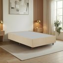 Ver imagem 1 de Cama Box Casal Estofada em Madeira Maciça Base Reforçada Santorini Espresso Móveis Bege/Veludo