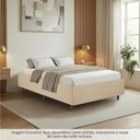 Ver imagem 2 de Cama Box Casal Estofada em Madeira Maciça Base Reforçada Santorini Espresso Móveis Bege/Veludo