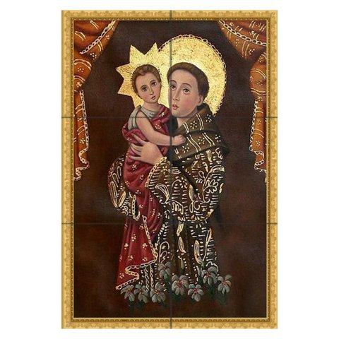 Quadro Santo Antônio de Pádua com Menino Jesus 60x40 em Azulejos