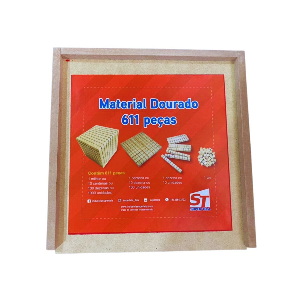 Material Dourado Professor/ Caixa de Madeira - 1 Unidade