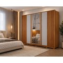Ver imagem 1 de Guarda Roupa Grande MDF Ripado Espelho 6 Portas Premium Arbo