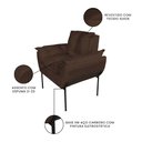 Ver imagem 5 de Poltrona Luxo Suede Marrom com Base de Ferro Preta - Vallisa Decor