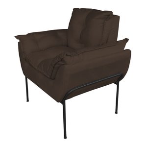 Poltrona Luxo Suede Marrom com Base de Ferro Preta - Vallisa Decor