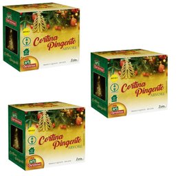 Kit 3 Cortina Pingente Arvore Branco Quente 108 Leds 4m Bivolt - 1