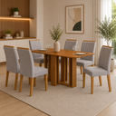 Ver imagem 1 de Conjunto Sala de Jantar Mesa Amanda 6 Cadeiras 160cm Miami Yescasa Marrom/Cinamomo/Prata