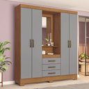 Ver imagem 1 de Guarda Roupa Casal 4 Portas Com Espelho 3 Gavetas Ryan Casa 812
