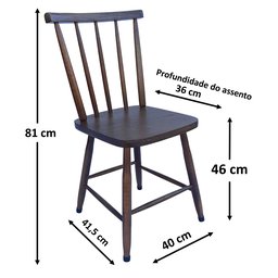 Jogo de Jantar Colonial Brisa Mesa 90 Cm + 04 Cadeiras Imbuia Rustico - 3