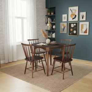 Jogo de Jantar Colonial Brisa Mesa 90 Cm + 04 Cadeiras Imbuia Rustico