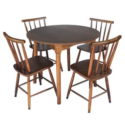 Jogo de Jantar Colonial Brisa Mesa 90 Cm + 04 Cadeiras Imbuia Rustico - 1
