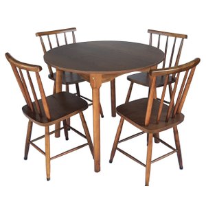 Jogo de Jantar Colonial Brisa Mesa 90 Cm + 04 Cadeiras Imbuia Rustico