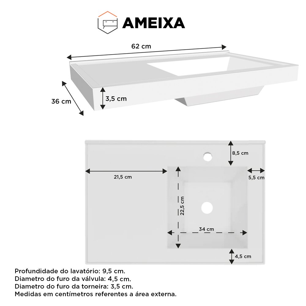 Gabinete para Banheiro em Aço 3 Gavetas Ameixa Cinza - Cozimax - 5