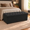 Ver imagem 1 de Calçadeira Recamier Baú 158cm para Cama Queen Paris Vilajo:Suede Preto