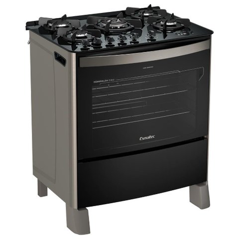 Fogão Esmaltec Esmeralda 5b Inox Timer Grill Elétrico