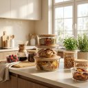Ver imagem 5 de Kit 3 Potes Herméticos de Vidro com Tampa de Bambu – Organizadores para Cozinha, Mantimentos e Gelad
