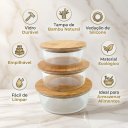 Ver imagem 6 de Kit 3 Potes Herméticos de Vidro com Tampa de Bambu – Organizadores para Cozinha, Mantimentos e Gelad