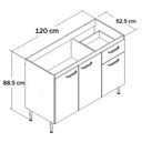 Ver imagem 3 de Balcão de Cozinha para Pia 120 Cm 3 Portas 1 Gaveta Branco - Decibal