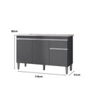 Ver imagem 2 de Balcão Gabinete de Pia sem Tampo 120cm 3 Portas Tatiane - Ajl Móveis Cor Cinza