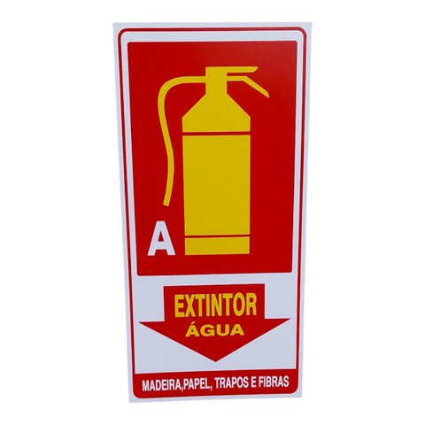 Placa de Sinalização Extintor Agua a 15x30 Madeira Papel
