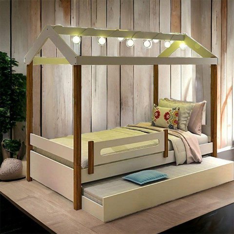 Cama Eliz Branco/mel C/ Led e Aux. Firenze