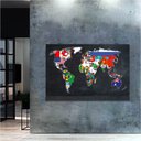 Ver imagem 2 de Quadro Mapa Mundi Bandeiras:120x80 cm/BRANCA