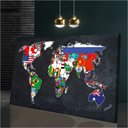 Ver imagem 1 de Quadro Mapa Mundi Bandeiras:120x80 cm/BRANCA