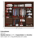 Ver imagem 3 de Guarda Roupa Casal 2 Portas de Correr 6 Gavetas Imperio 272 cm Jacaranda Off White Zanz