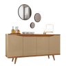 Kit Aparador Buffet Sala De Estar Grace Com Espelho Caribe Preto C03 Champagne Cedro - Lyam Decor - 1