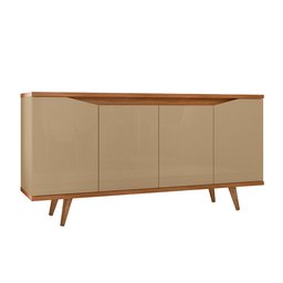 Kit Aparador Buffet Sala De Estar Grace Com Espelho Caribe Preto C03 Champagne Cedro - Lyam Decor - 10