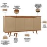 Kit Aparador Buffet Sala De Estar Grace Com Espelho Caribe Preto C03 Champagne Cedro - Lyam Decor - 6