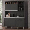 Ver imagem 2 de Kit Cozinha Compacta 130cm com 6 Portas e 1 Gaveta Nicole Cinza Escuro - Pallazio