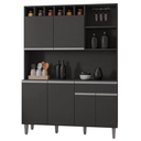 Ver imagem 1 de Kit Cozinha Compacta 130cm com 6 Portas e 1 Gaveta Nicole Cinza Escuro - Pallazio
