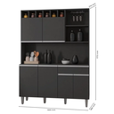 Ver imagem 4 de Kit Cozinha Compacta 130cm com 6 Portas e 1 Gaveta Nicole Cinza Escuro - Pallazio