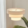 Lustre Luminária Pendente Vivare Pe-4108-br Cúpula em Tecido Ideal para Quarto Sala de Jantar - 4