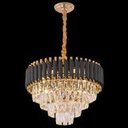 Ver imagem 1 de Lustre Pendente Circular Preto C/Dourado Fino Cristal Grandiosidade 50 Cm x 36Cm Ltrr010p