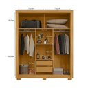 Ver imagem 5 de Guarda Roupa com Portas de Correr 3 Portas 2 Gavetas Saint 156cm Cinza/Carvalho Americano/Grafite