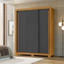 Ver imagem 2 de Guarda Roupa com Portas de Correr 3 Portas 2 Gavetas Saint 156cm Cinza/Carvalho Americano/Grafite